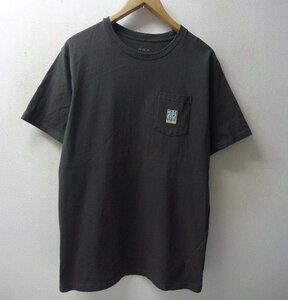 ◆RVCA ルーカ ロゴプリント ポケット付き Tシャツ チャコール サイズL