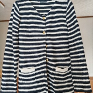 C.D.S basic 横縞濃紺のロングカーディガン