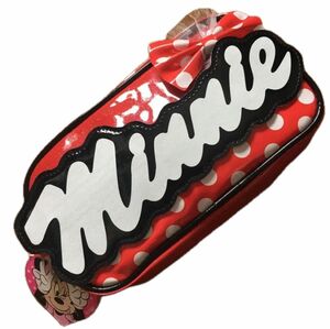 DISNEY Minnie ペンポーチ　ペンケース ミニー　エナメル　ラメ入り　キラキラペンケース　文房具　筆箱　ステーショナリー