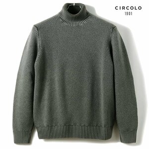 ◆【CIRCOLO1901(チルコロ)/秋冬/製品染めウール鹿の子編みミドルゲージタートルネックニット】[ccl2360241-XL]