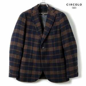 ◆【CIRCOLO1901(チルコロ)/秋冬/ウールカシミヤストレッチツイードチェック柄2Ｂジャケット】[ccl2360081-48]