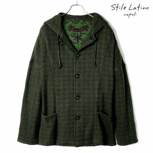 ◆【Stile Latino(スティレラティーノ)/秋冬/カシミヤシルクジャカードニット千鳥格子柄フーデッドジャケット(ASPEN)】[stl2360441-46]