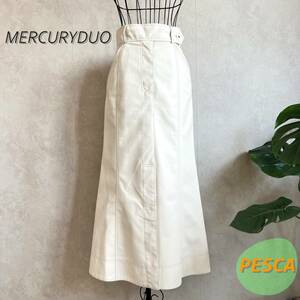 [ прекрасный товар ]MERCURYDUO Mercury Duo искусственная кожа тугой длинная юбка слоновая кость S 002140800201