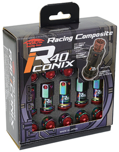 送料無料 RIA-03NK Racing Composite R40 iCONIX M12 P1.25 Nut SetAluminum Cap ネオクローム キャップ付 ブラックロック無し KYO-EI