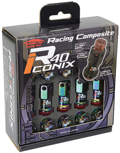 送料無料 RI-01KU Racing Composite R40 iCONIX M12 x P1.5 Nut Set Cap Less ブラック キャップ無 テーパー部分 ブルー ロック無 KYO-EI