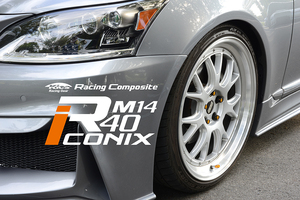 送料無料 RIA-14NK KicS Racing Composite R40 iCONIX M14 x P1.5 Lock & Nut SetAluminum Cap ネオクローム キャップ付 ブラック KYO-EI