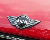 スポーティ全開♪ BMW MINI カーボン ルック エンブレム カバー ミニ R50 R52 R53 ワン クーパー クーパーS RA16 RE16_画像1