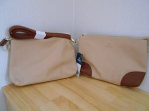 [ new goods ] double pouch pochette shoulder bag beige 