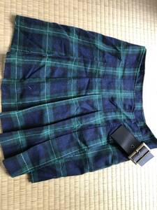 紺系チェックの巻きスカート　サイズ61