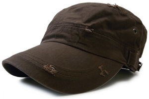 ワークキャップ ブラウン コットン ダメージ加工 メンズ レディース 帽子