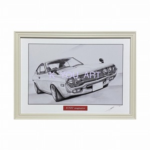 Art hand Auction マツダ MAZDA ルーチェ LA33【鉛筆画】名車 旧車 イラスト A4サイズ 額付き サイン入り, 美術品, 絵画, 鉛筆画, 木炭画