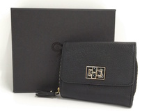 【中古】ANYA HINDMARCH 三つ折り財布 レザー ブラック_画像10