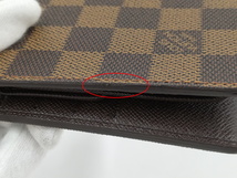 【中古】LOUIS VUITTON 二つ折り財布 ポルトフォイユマルコ ダミエ エベヌ N61675_画像6