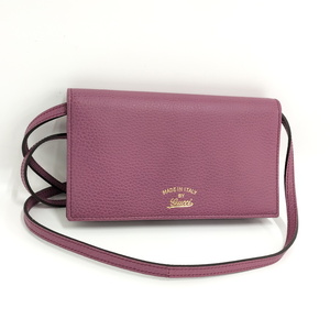 【中古】GUCCI スウィング ショルダーウォレット レザー パープル系 368231