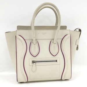 【中古】CELINE ハンドバック ラゲージマイクロショッパー ホワイト レザー 167793