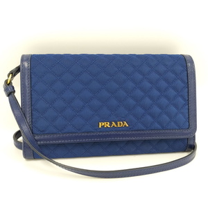 【中古】PRADA ショルダー ウォレット ナイロン ブルー 1M1437