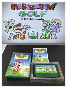 マリオオープンゴルフ MARIO GOLF【動作確認済み】ファミコン FC 右2 箱付き【同梱可能】ケース ソフト 希少 レア カセット ゲーム 貴重 