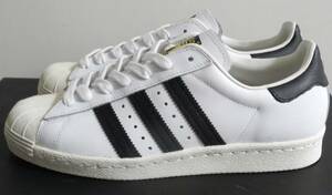 ほぼ新品 スーパースター 80s 2016年製 JP24.5cm 白×黒 生産終了 G61070 天然皮革 金ベロ adidas superstar SS 80s ホワイト×ブラック