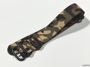 ラグ幅20mm NATO 迷彩ベルト ハイグレードタイプ 尾錠ブラック ファブリック ストラップ ナイロン ミリタリー 腕時計ベルト ⑫ HG1
