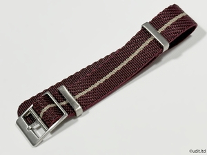  rug width :18mm high quality square strap wristwatch belt fabric NATO wine red × beige stripe 