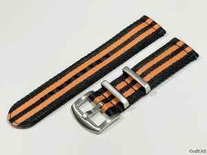  rug width :22mm high quality fabric strap wristwatch belt black / orange NATO belt division type two -ply knitting DBH