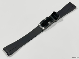 ラグ幅：20mm ラバーベルト ブラック ラバーバンド 腕時計ベルト [ロレックス ROLEX 対応 GMTマスター サブマリーナ ヨットマスター] 