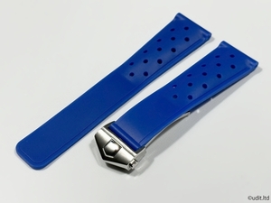  rug width :22mm wristwatch belt rubber belt blue Raver band [ conform TAG Heuer TAG Heuer Monaco Carrera Aquaracer ]