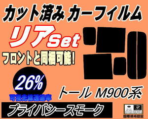 リア (b) トール M900系 (26%) カット済みカーフィルム プライバシースモーク スモーク M910S M900S M900系 トールカスタムも適合