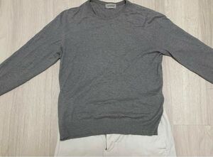 john smedley sea island cottonミドルグレーニット