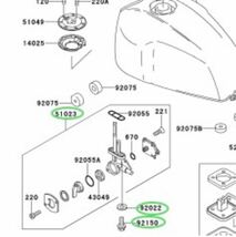 送料無料 カワサキ純正新品 ZRX400 E1～E10 ZRX400Ⅱ F1～F10 フューエル コック ボルト シール ワッシャ Oリング タンク パッキン 1101_画像3