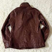 美品/Mサイズ●Paul Smith ポールスミス 羊革 革ジャン ライダースジャケット ブラウン レザージャケット ダブルジップ フード収納 M-65_画像6