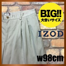 BP2-040★W98センチ位★状態良好★USA買付商品★【IZOD アイゾッド】ツータック チノパン【W38×L30 メンズ XL】ベージュ USA古着 ゴルフ_画像1