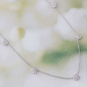 Pt850 ダイヤモンド 0.53ct ネックレス プラチナ フラワー 花 ステーションネックレス