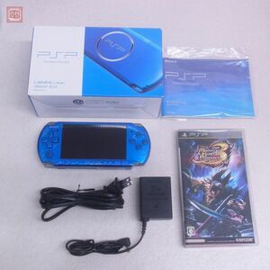 PSP 本体 バイブラント・ブルー VIBRANT BLUE PSP-3000 ソニー SONY 箱説+ソフト付 動作確認済【10