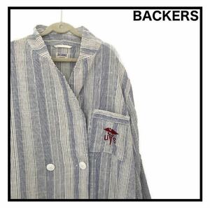 【BACKERS】　シャツ　ロングカーディガン　メンズ　胸ポケット　ワンポイント