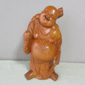 木彫の布袋尊（４１㎝大） ： 仏像・彫像・美術彫刻・置き物・七福神・縁起物（夫婦円満）