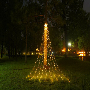 クリスマス用 星型 ナイアガラ LEDイルミネーション LEDイルミ 飾り付け 8種点灯モード カーテンライト 屋内屋外兼用 つらら 照明装飾 暖白