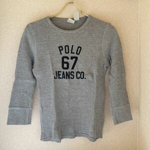 POLO POLOJEANS Polo jeans tops cut and sewn 7 minute sleeve waffle material gray with logo S size price cut 