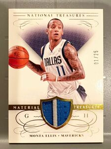 初期最高級版01/25 Patch 2013 Panini 国宝 Monta Ellis モンタ・エリス NBA 実使用 ユニフォーム パッチ バスケ Mavs Warriors 2007 MIP