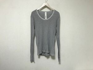 本物アタッチメントATTACHIMENコットンボーダー柄Uネック長袖TシャツロンTメンズサーフミリタリーワークアメカジビジネススーツグレー1S