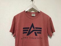 本物アルファインダーストリーズALPHAコットンプリント半袖TシャツメンズサーフアメカジミリタリーワークMピンク_画像2