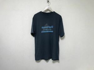 本物モンベルmontbellロゴプリント半袖Tシャツメンズサーフアメカジミリタリーワーク紺ネイビーM日本製