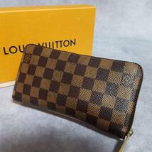 【良好】　LOUIS VUITTON　ルイヴィトン　正規品　本革　レザー　ダミエ　ジッピーウォレット　ラウンドファスナー長財布　N60015　Ｆ_画像2