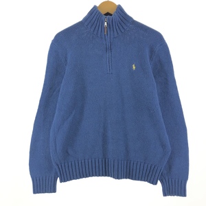 古着 ラルフローレン Ralph Lauren POLO by Ralph Lauren コットンニットハーフジップセーター メンズL /eaa358288