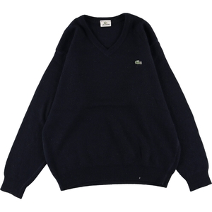 古着 ラコステ LACOSTE Vネック アクリル×ウールニットセーター メンズL /eaa346872