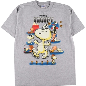 古着 ALSTYLE APPAREL AND ACTIVEWEAR PARIS SNOOPY スヌーピー キャラクタープリントTシャツ メンズL /eaa331725