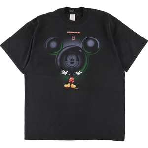 古着 90年代 MICKEY UNLIMITED ミッキーマウス LONELY GHOST 両面プリント キャラクタープリントTシャツ USA製 メンズXL /eaa331519