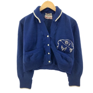 古着 60年代 Allion award sweater 襟付き ウールレタードニットカーディガン レディースM ヴィンテージ /eaa378680