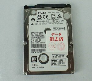 クリックポスト 使用短い 374時間 HGST HCC545050A7E380 500GB HDD 2.5インチ/AVコマンド/SATA/5400rpm 日立 ハードディスク S101309