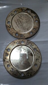 月と太陽の飾り皿２枚セット　パンチング　ソレイユムーンデザイン皿　ホビークラフト　リメイク